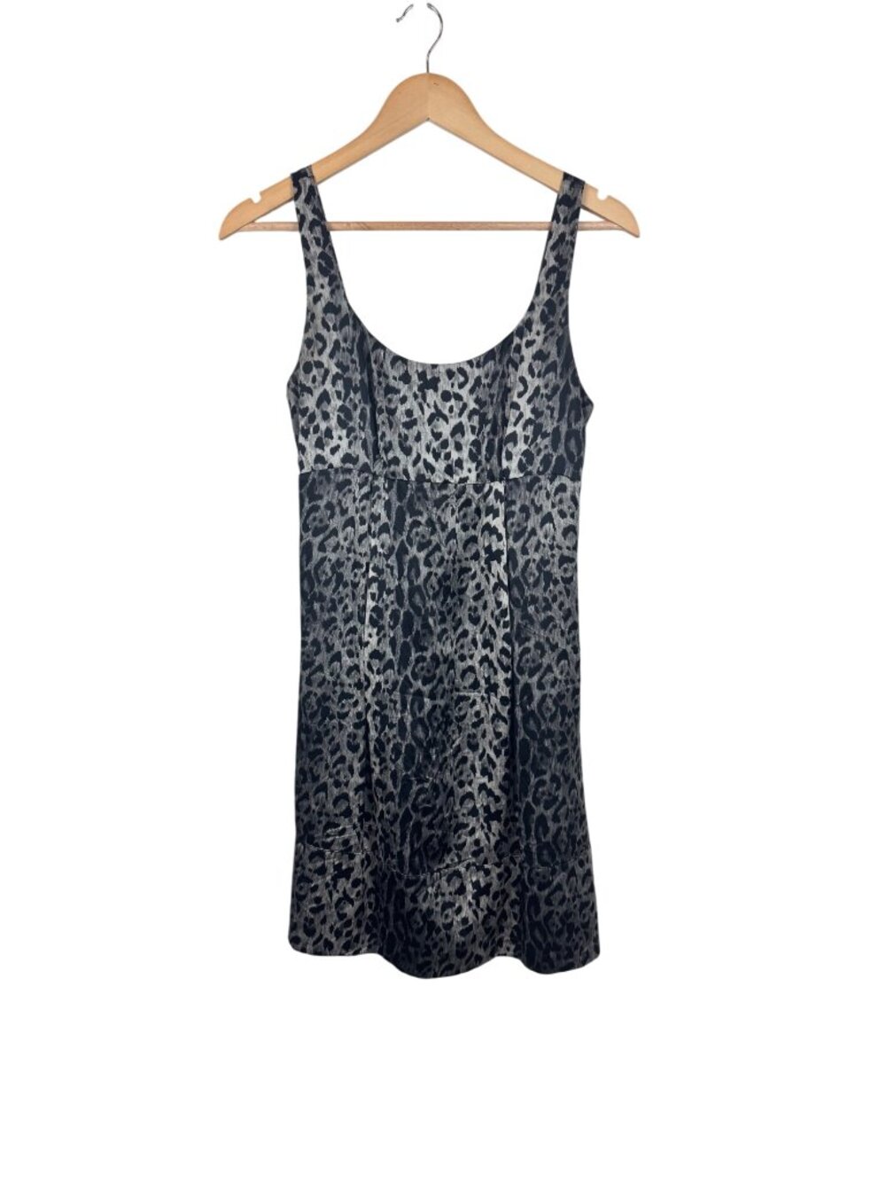 The Limited Black & Gray Leopard Print 100%  Silk Sleeveless Dress Size 2